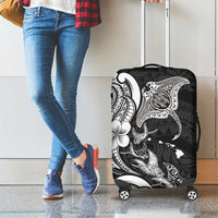 Hawaiian Manta Rays Luggage Cover Tribal Hibiscus Polynesian Tattoos Black Color - Polynesian Pride