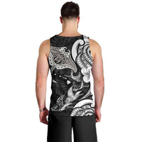 Hawaiian Manta Rays Men Tank Top Tribal Hibiscus Polynesian Tattoos Black Color - Polynesian Pride