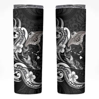 Hawaiian Manta Rays Skinny Tumbler Tribal Hibiscus Polynesian Tattoos Black Color - Polynesian Pride