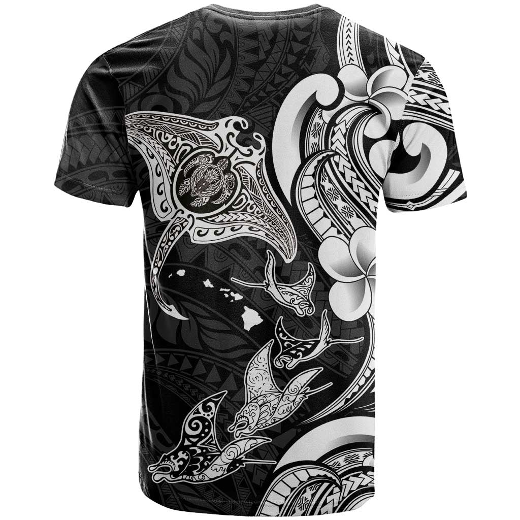 Hawaiian Manta Rays T Shirt Tribal Hibiscus Polynesian Tattoos Black Color - Polynesian Pride