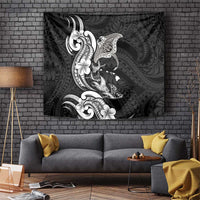Hawaiian Manta Rays Tapestry Tribal Hibiscus Polynesian Tattoos Black Color - Polynesian Pride