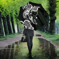 Hawaiian Manta Rays Umbrella Tribal Hibiscus Polynesian Tattoos Black Color - Polynesian Pride