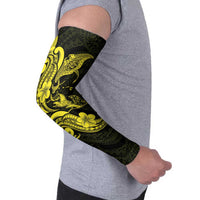Hawaiian Manta Rays Arm Sleeves Tribal Hibiscus Polynesian Tattoos Yellow Color - Polynesian Pride