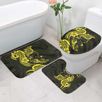 Hawaiian Manta Rays Bathroom Set Tribal Hibiscus Polynesian Tattoos Yellow Color - Polynesian Pride