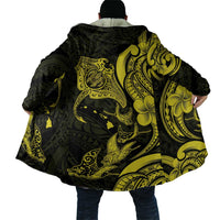 Hawaiian Manta Rays Cloak Tribal Hibiscus Polynesian Tattoos Yellow Color - Polynesian Pride
