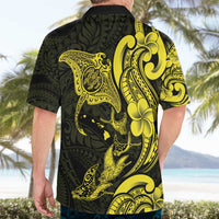 Hawaiian Manta Rays Hawaiian Shirt Tribal Hibiscus Polynesian Tattoos Yellow Color - Polynesian Pride