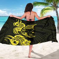 Hawaiian Manta Rays Sarong Tribal Hibiscus Polynesian Tattoos Yellow Color - Polynesian Pride