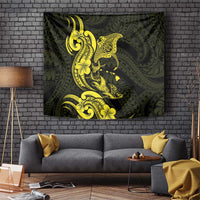 Hawaiian Manta Rays Tapestry Tribal Hibiscus Polynesian Tattoos Yellow Color - Polynesian Pride