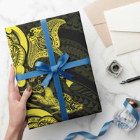 Hawaiian Manta Rays Wrapping Paper Tribal Hibiscus Polynesian Tattoos Yellow Color - Polynesian Pride