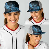 Hawaiian Manta Rays Baseball Net Cap Tribal Hibiscus Polynesian Tattoos Blue Color - Polynesian Pride