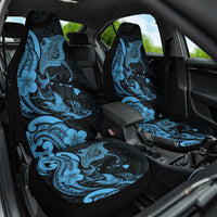 Hawaiian Manta Rays Car Seat Cover Tribal Hibiscus Polynesian Tattoos Blue Color - Polynesian Pride