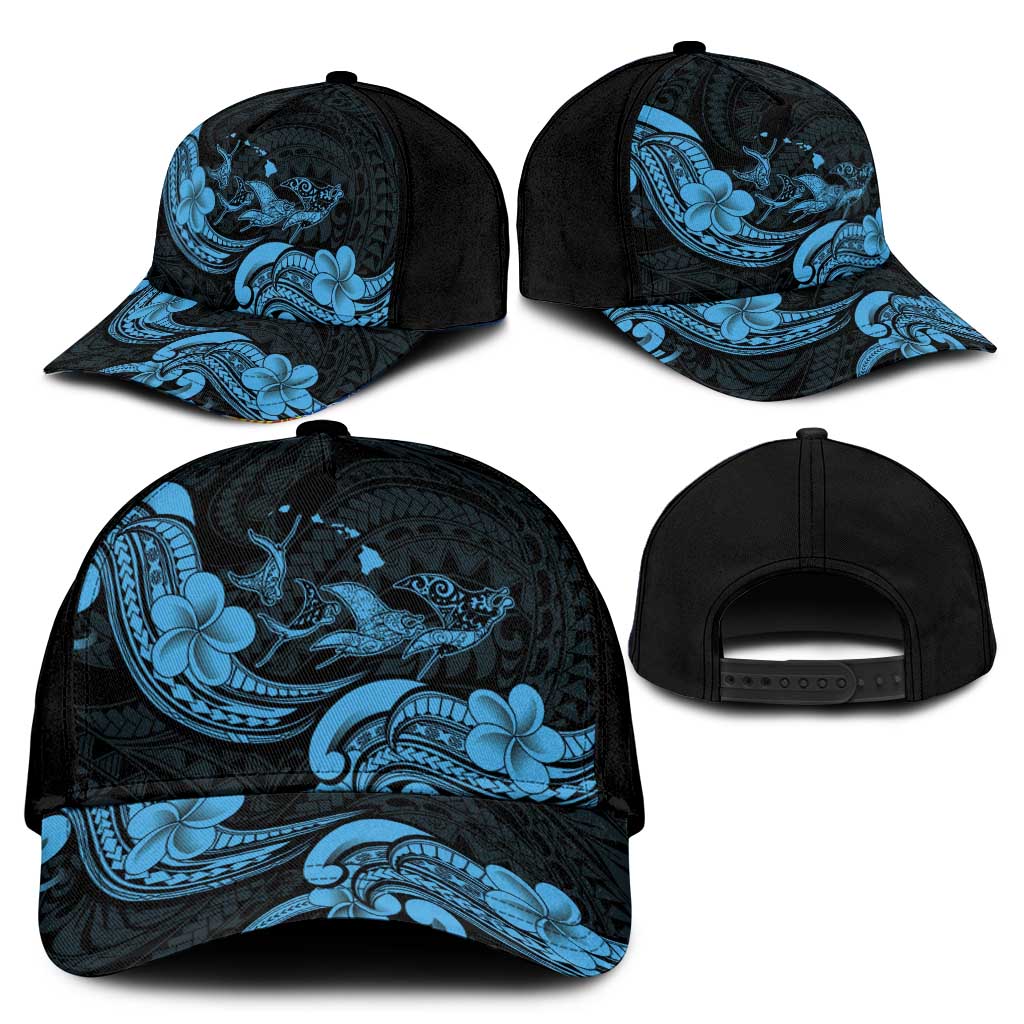 Hawaiian Manta Rays Classic Cap Tribal Hibiscus Polynesian Tattoos Blue Color - Polynesian Pride