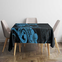 Hawaiian Manta Rays Tablecloth Tribal Hibiscus Polynesian Tattoos Blue Color - Polynesian Pride