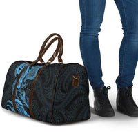 Hawaiian Manta Rays Travel Bag Tribal Hibiscus Polynesian Tattoos Blue Color - Polynesian Pride
