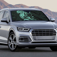 Hawaiian Manta Rays Auto Sun Shade Tribal Hibiscus Polynesian Tattoos Turquoise Color - Polynesian Pride