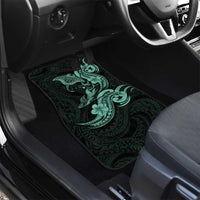 Hawaiian Manta Rays Car Mats Tribal Hibiscus Polynesian Tattoos Turquoise Color - Polynesian Pride
