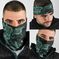 Hawaiian Manta Rays Neck Gaiter Tribal Hibiscus Polynesian Tattoos Turquoise Color - Polynesian Pride