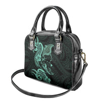 Hawaiian Manta Rays Shoulder Handbag Tribal Hibiscus Polynesian Tattoos Turquoise Color - Polynesian Pride