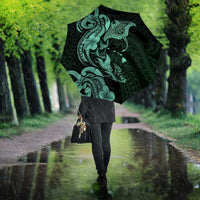 Hawaiian Manta Rays Umbrella Tribal Hibiscus Polynesian Tattoos Turquoise Color - Polynesian Pride