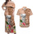 Guam Seal and Latte Stone With Ethnic Tapa Pattern Couples Matching Off Shoulder Maxi Dress and Hawaiian Shirt Peach Fuzz Color LT03 Peach Fuzz - Polynesian Pride