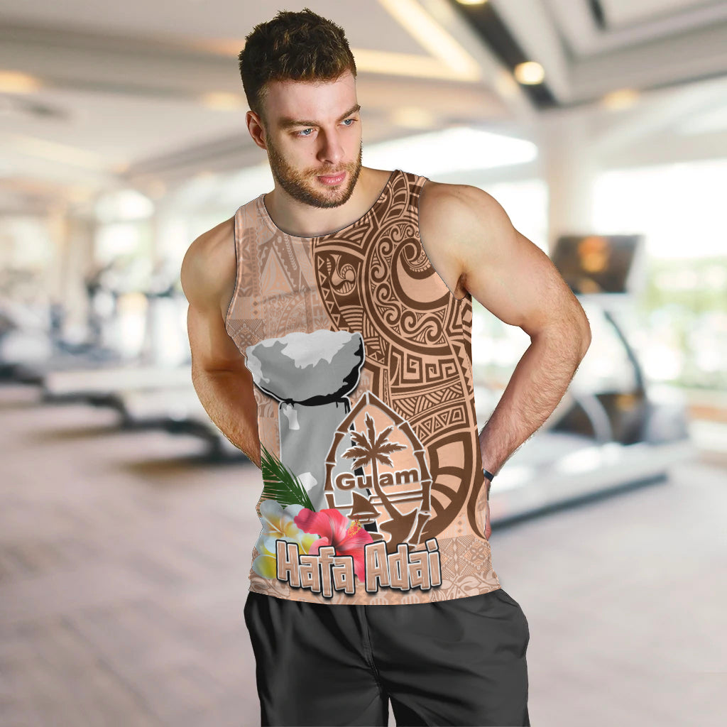 Guam Seal and Latte Stone With Ethnic Tapa Pattern Men Tank Top Peach Fuzz Color LT03 Peach Fuzz - Polynesian Pride