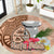 Guam Seal and Latte Stone With Ethnic Tapa Pattern Round Carpet Peach Fuzz Color LT03 Peach Fuzz - Polynesian Pride