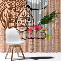 Guam Seal and Latte Stone With Ethnic Tapa Pattern Window Curtain Peach Fuzz Color LT03 - Polynesian Pride