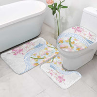 Hawaiian and Japanese Culture Together Bathroom Set Tribal Motifs with Lei and Japanese Sakura Pattern