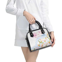 Hawaiian and Japanese Culture Together Shoulder Handbag Tribal Motifs with Lei and Japanese Sakura Pattern LT03 - Polynesian Pride