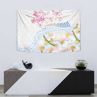 Hawaiian and Japanese Culture Together Tapestry Tribal Motifs with Lei and Japanese Sakura Pattern LT03 - Polynesian Pride