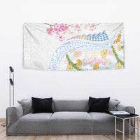 Hawaiian and Japanese Culture Together Tapestry Tribal Motifs with Lei and Japanese Sakura Pattern LT03 - Polynesian Pride