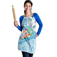 Hawaiian and Japanese Culture Together Apron Tropical Honu with Japanese Elements Blue Color LT03 - Polynesian Pride