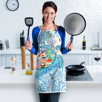 Hawaiian and Japanese Culture Together Apron Tropical Honu with Japanese Elements Blue Color LT03 - Polynesian Pride