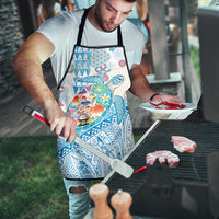 Hawaiian and Japanese Culture Together Apron Tropical Honu with Japanese Elements Blue Color LT03 - Polynesian Pride