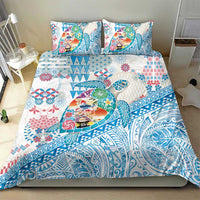 Hawaiian and Japanese Culture Together Bedding Set Tropical Honu with Japanese Elements Blue Color LT03 - Polynesian Pride