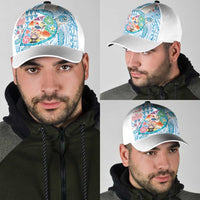 Hawaiian and Japanese Culture Together Classic Cap Tropical Honu with Japanese Elements Blue Color