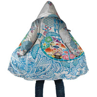 Hawaiian and Japanese Culture Together Cloak Tropical Honu with Japanese Elements Blue Color LT03 Unisex Blue - Polynesian Pride