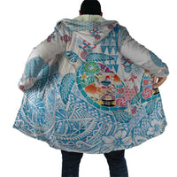 Hawaiian and Japanese Culture Together Cloak Tropical Honu with Japanese Elements Blue Color LT03 - Polynesian Pride