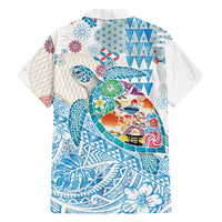 Hawaiian and Japanese Culture Together Hawaiian Shirt Tropical Honu with Japanese Elements Blue Color LT03 - Polynesian Pride