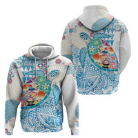 Hawaiian and Japanese Culture Together Hoodie Tropical Honu with Japanese Elements Blue Color LT03 - Polynesian Pride