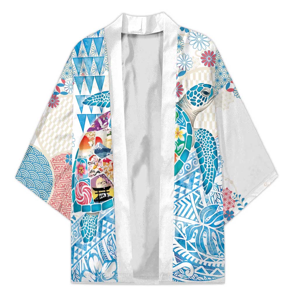 Hawaiian and Japanese Culture Together Kimono Tropical Honu with Japanese Elements Blue Color LT03 Unisex Blue - Polynesian Pride