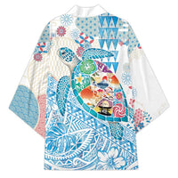 Hawaiian and Japanese Culture Together Kimono Tropical Honu with Japanese Elements Blue Color LT03 - Polynesian Pride