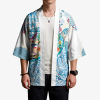 Hawaiian and Japanese Culture Together Kimono Tropical Honu with Japanese Elements Blue Color LT03 - Polynesian Pride