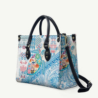 Hawaiian and Japanese Culture Together Leather Bag Tropical Honu with Japanese Elements Blue Color LT03 Blue - Polynesian Pride