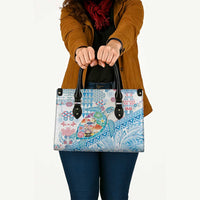 Hawaiian and Japanese Culture Together Leather Bag Tropical Honu with Japanese Elements Blue Color LT03 - Polynesian Pride