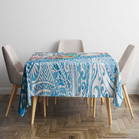 Hawaiian and Japanese Culture Together Tablecloth Tropical Honu with Japanese Elements Blue Color LT03 - Polynesian Pride