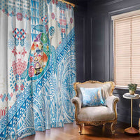 Hawaiian and Japanese Culture Together Window Curtain Tropical Honu with Japanese Elements Blue Color LT03 - Polynesian Pride