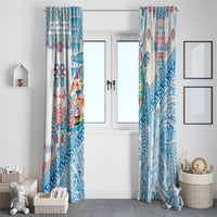 Hawaiian and Japanese Culture Together Window Curtain Tropical Honu with Japanese Elements Blue Color LT03 - Polynesian Pride
