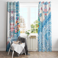 Hawaiian and Japanese Culture Together Window Curtain Tropical Honu with Japanese Elements Blue Color LT03 - Polynesian Pride