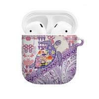 Hawaiian and Japanese Culture Together AirPods Case Tropical Honu with Japanese Elements Purple Color